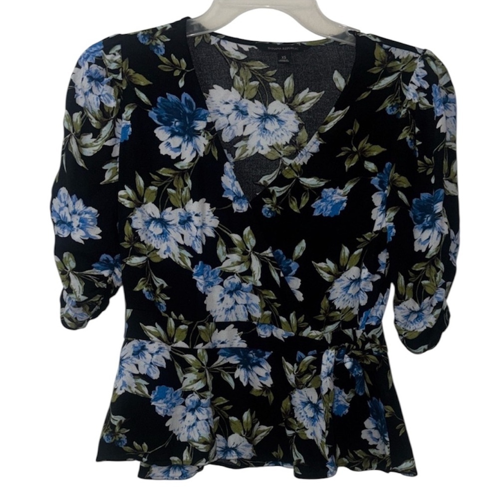 Banana Republic Black and Blue‎ Floral Blouse